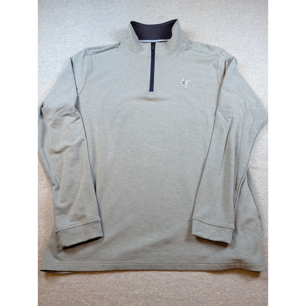 White Water Life Mens Quarter Zip Pullover Gray Marlin Logo Shirt Large